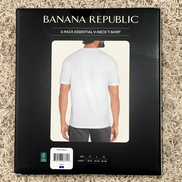 Banana Republic Men's V-Neck Tee T-Shirt White 3-Pack, Size Large (New) - Picture 2 of 7
